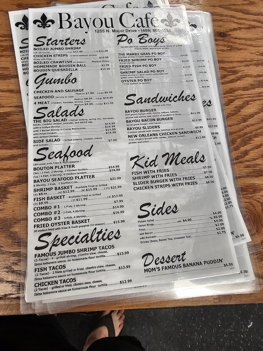 Bayou Cafe Menu - Image 2
