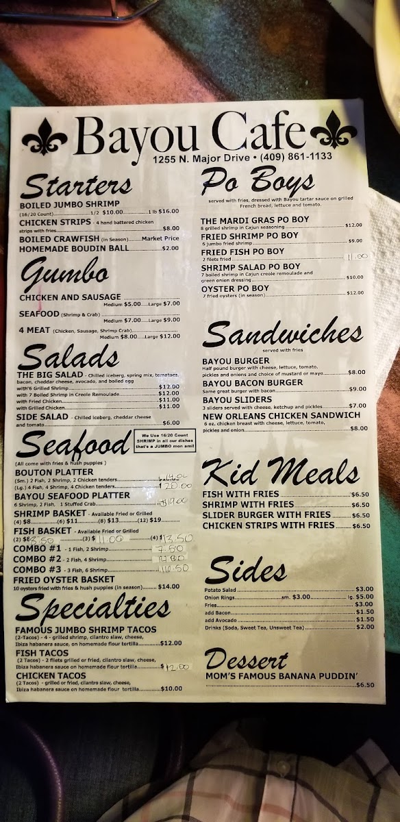 Bayou Cafe Menu - Image 5